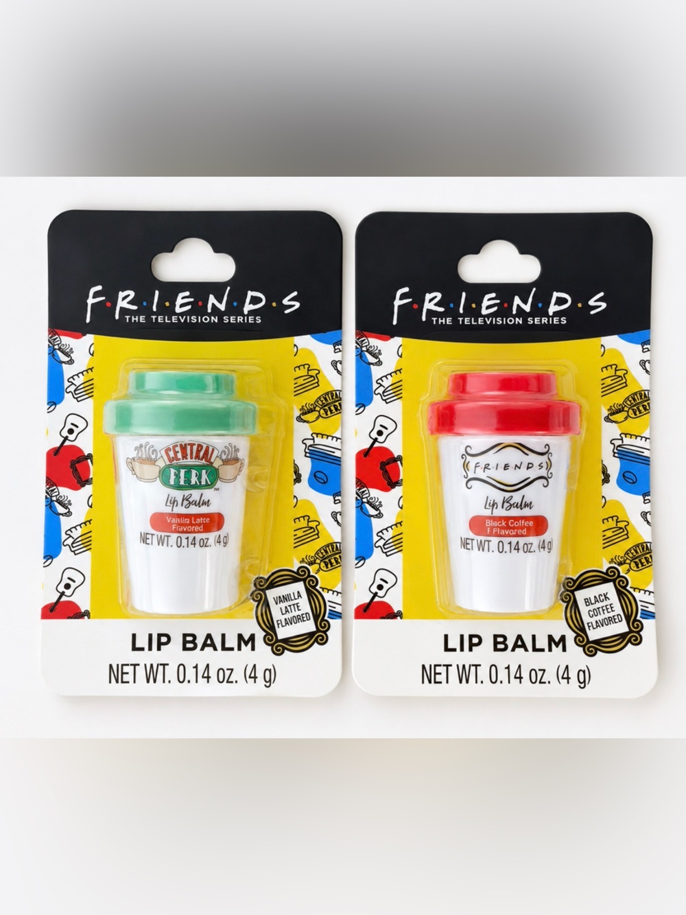 Nwt central perk friends lip balm vanilla latte and black coffee lip care
